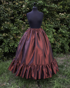 Burgundy Taffeta Ruffle Skirt
