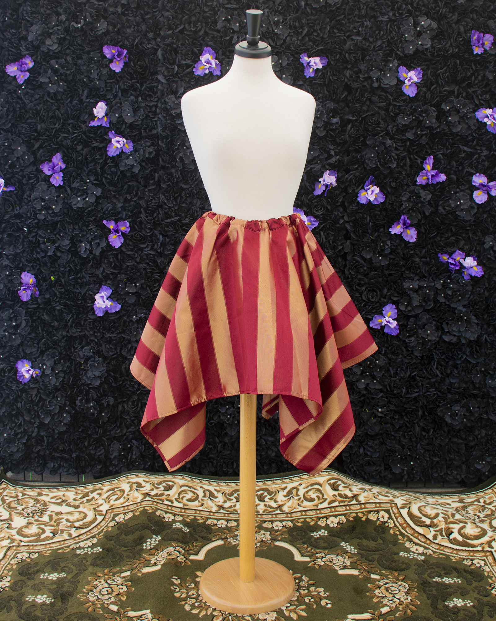Burgundy and Gold Striped Pixie Skirt - Image 3