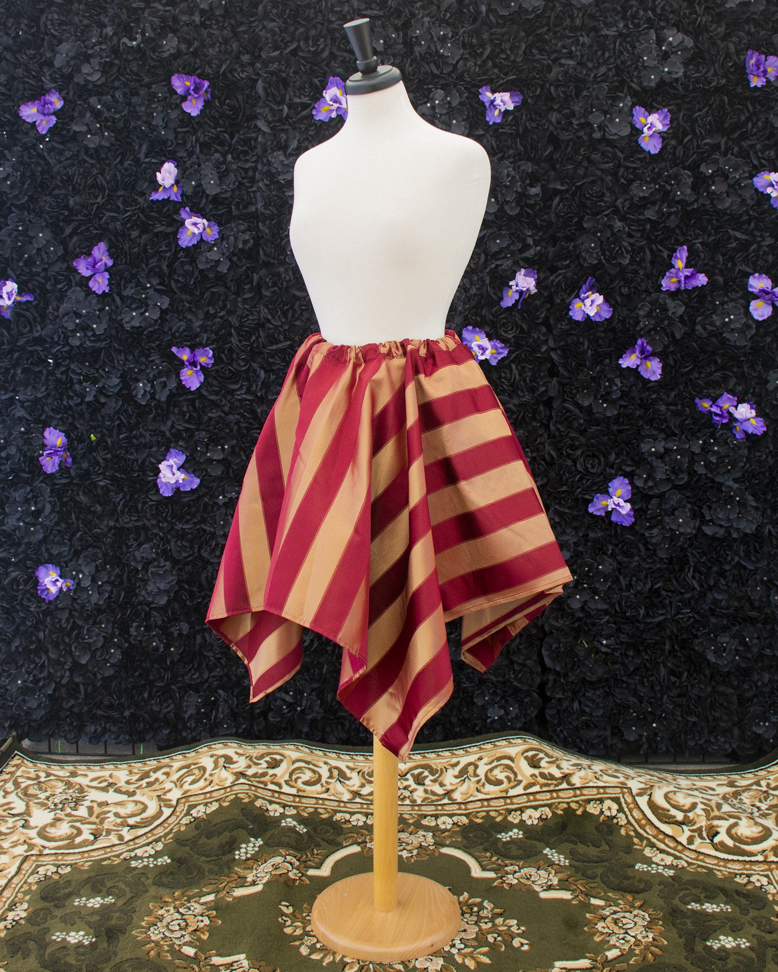 Burgundy and Gold Striped Pixie Skirt - Image 4