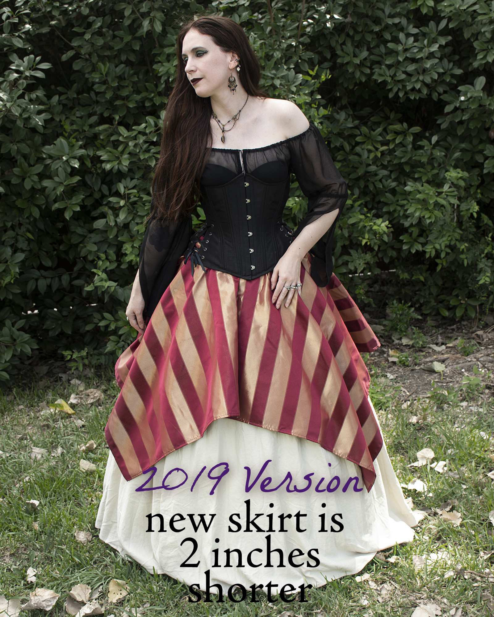 Burgundy and Gold Striped Pixie Skirt - Image 2