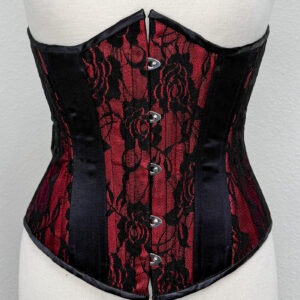 Red with Black Lace Overlay Underbust Corset – Faire Treasures display picture 3