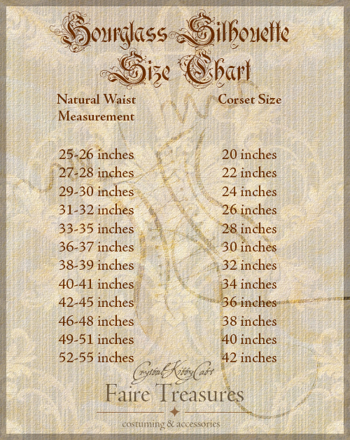 Hourglass Corset Size Chart