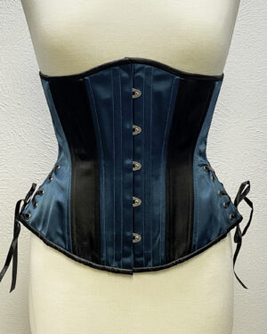 Dark Teal and Black Satin Hourglass Underbust Corset by Faire Treasures