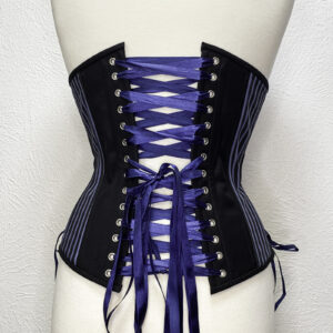 Blue Stripes with Black Cashmere Underbust Corset – Faire  display picture 3