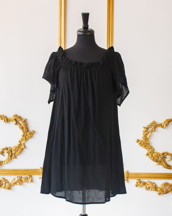 Black Flutter Sleeve Chemise