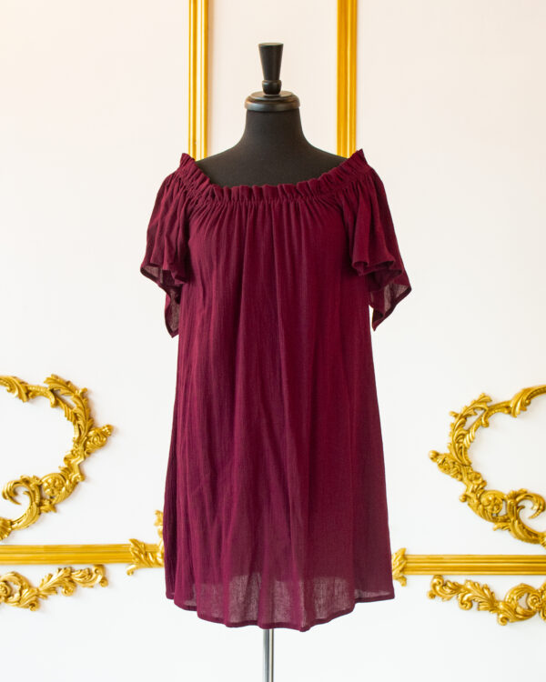 Burgundy Flutter Sleeve Chemise
