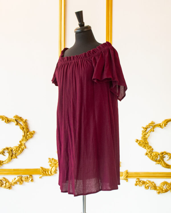 Burgundy Flutter Sleeve Chemise - Image 2