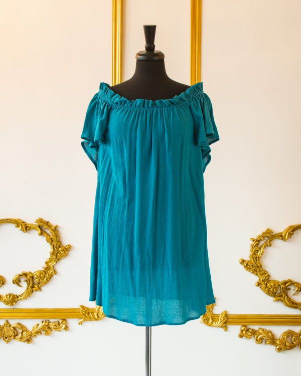 Teal Flutter Sleeve Chemise