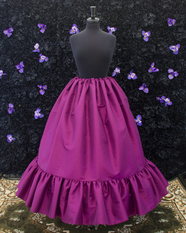 Raspberry Pink Ruffle Skirt displayed on a mannequin