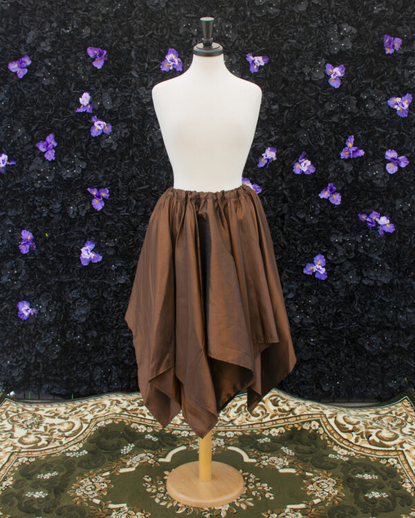 Brown Taffeta Petal Skirt displayed on a mannequin