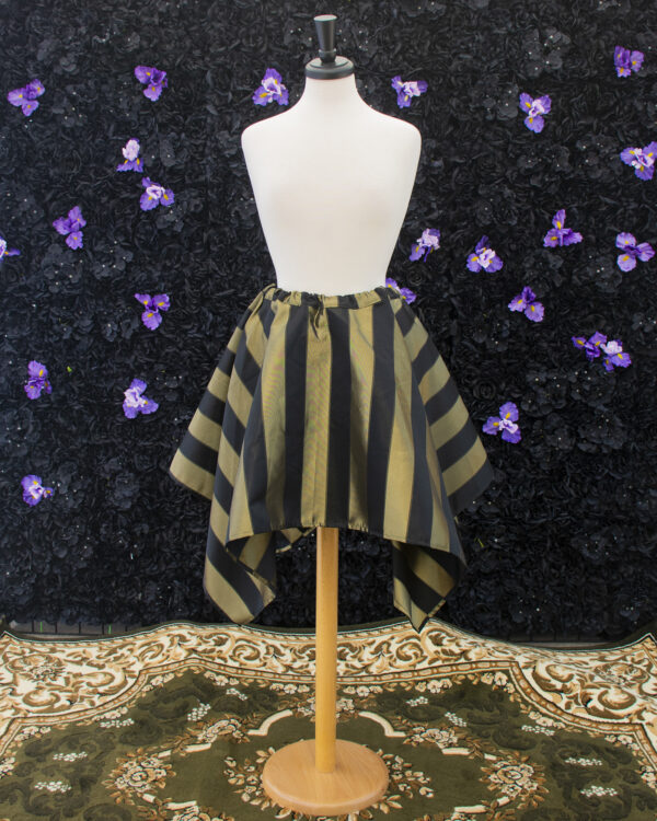 Black and Gold Striped Pixie Skirt on a mannequin