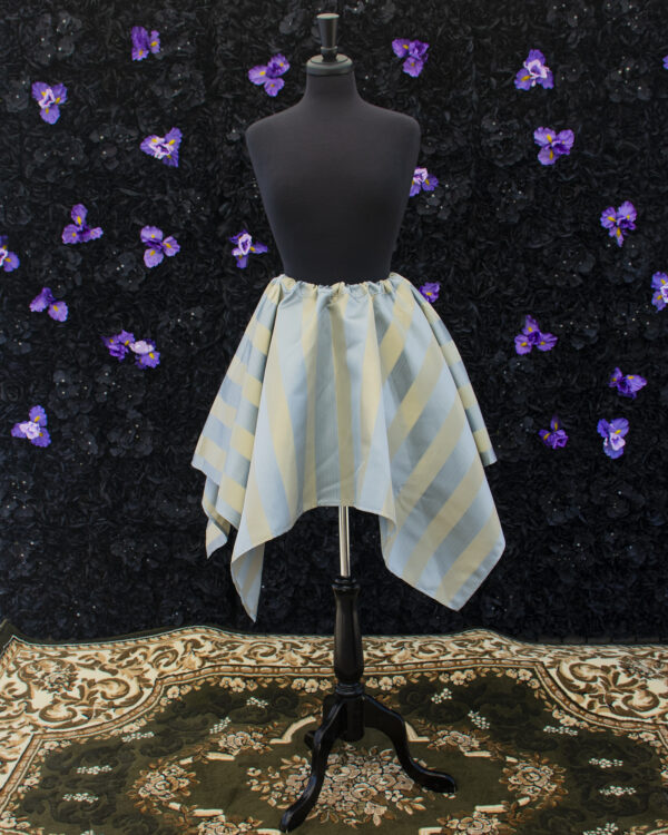 Light Blue and Gold Striped Brocade Pixie Skirt